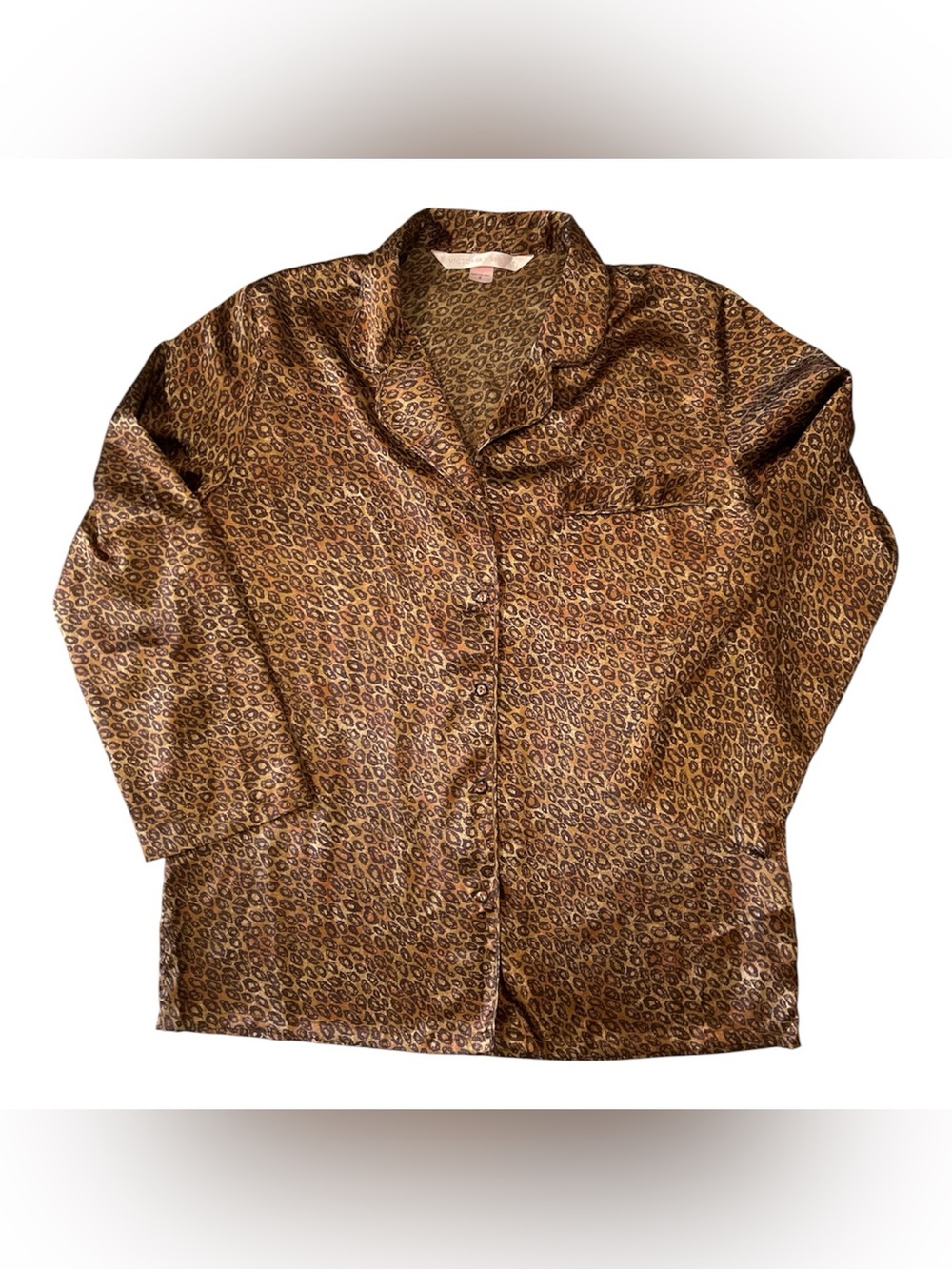 Victoria’s Secret Leopard Print Button-Up Sleep Shirt, size S vintage Y2K